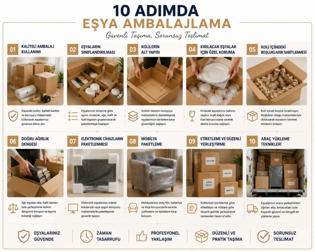 10 adımda eşya ambalajlama